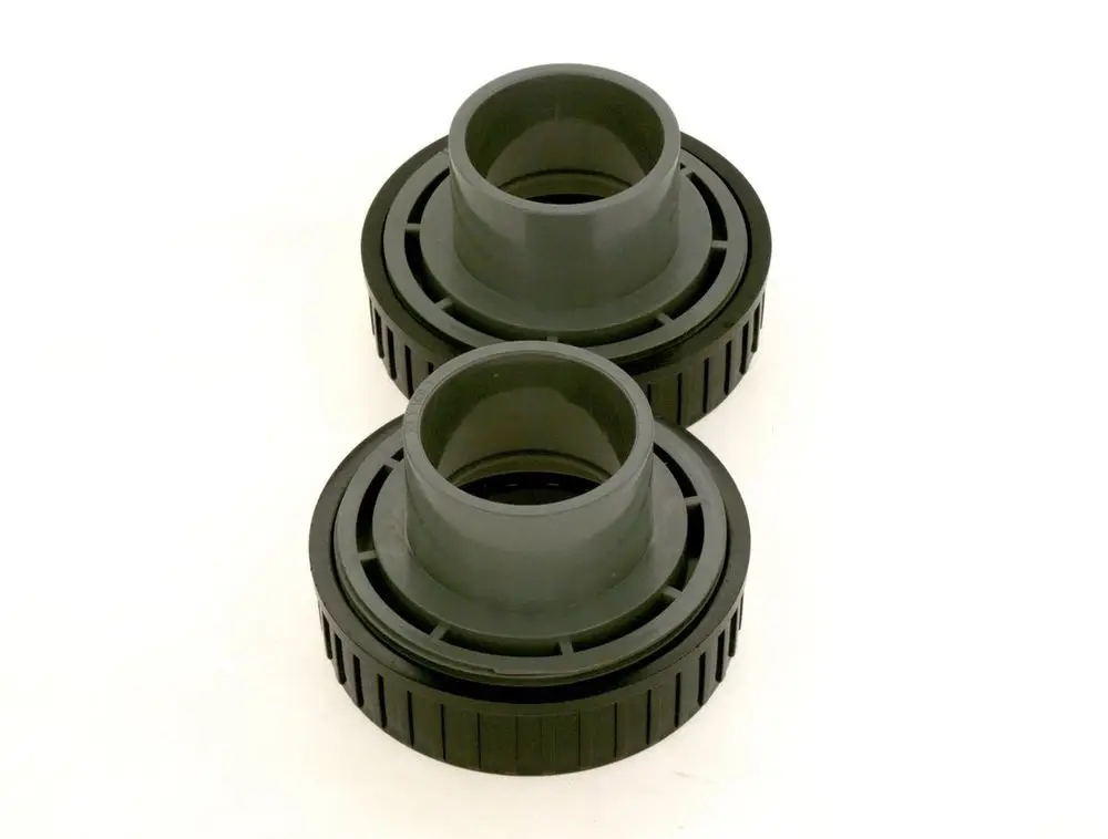 BOSCH Anschlusssatz, bestehend aus zwei grauen Verbindungsstücken mit einem runden Durchmesser und gerilltem Design, auf hellem Hintergrund abgebildet.